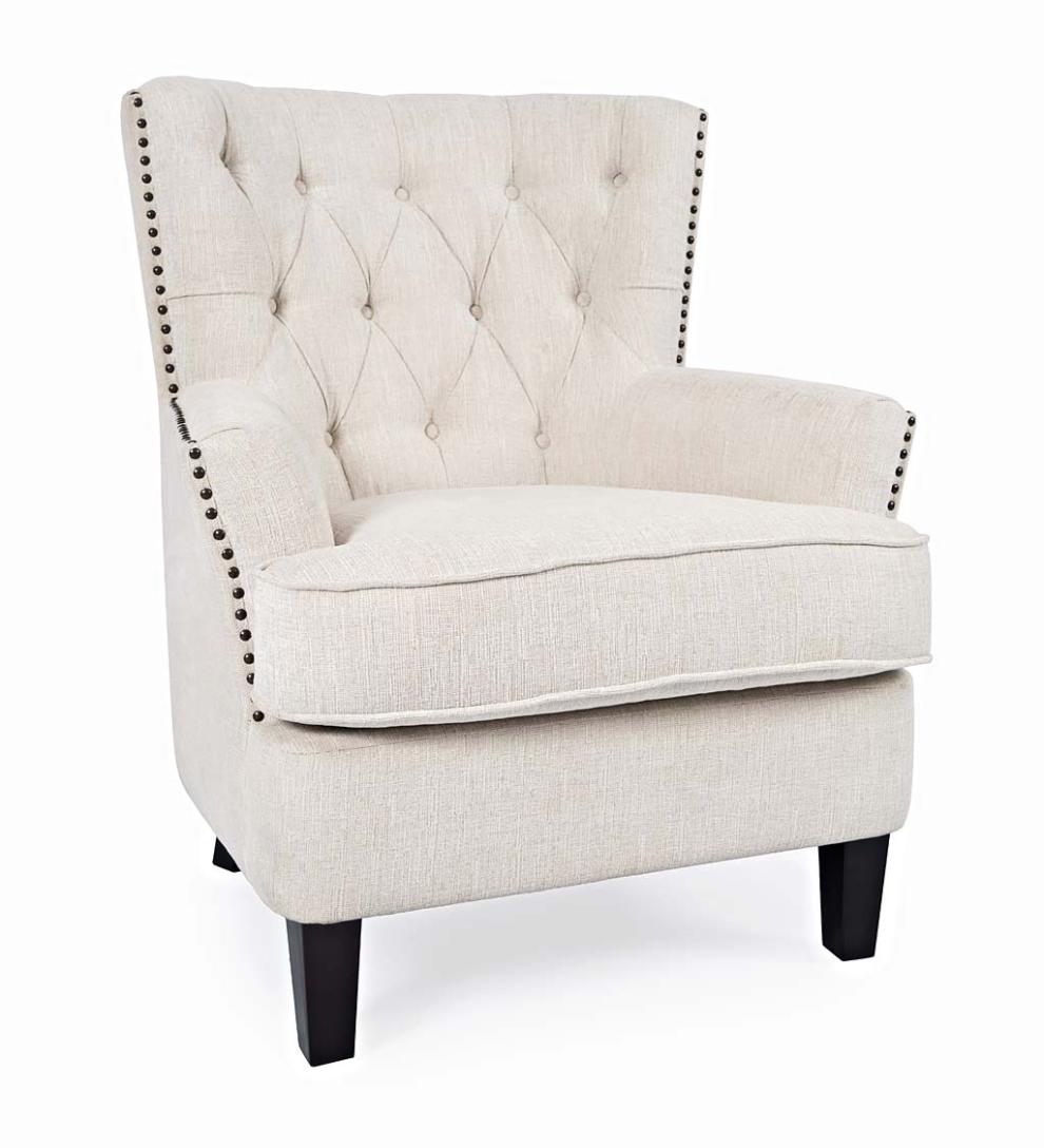 Plow & Hearth Home Office Indoor Living Beverly Tufted Accent Chair With Nailhead Trim - Ash