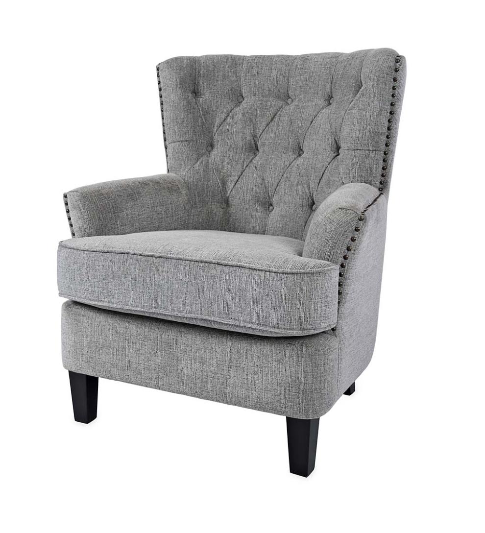 Plow & Hearth Home Office Indoor Living Beverly Tufted Accent Chair With Nailhead Trim - Ash