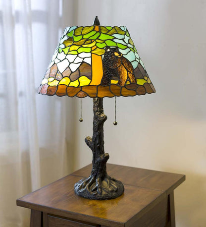 Plow & Hearth Home Office Indoor Living Calhoun Tiffany Glass Table Lamp