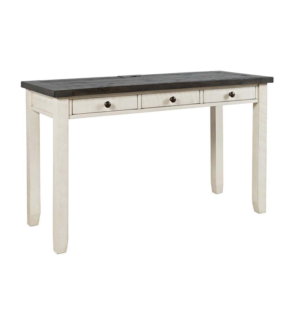 Plow & Hearth Home Office Indoor Living Cape Charles Reclaimed Wood Power Station Desk - White