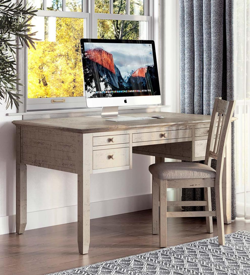 Plow & Hearth Home Office Indoor Living Chelsea Power Station Desk And Slat Back Chair