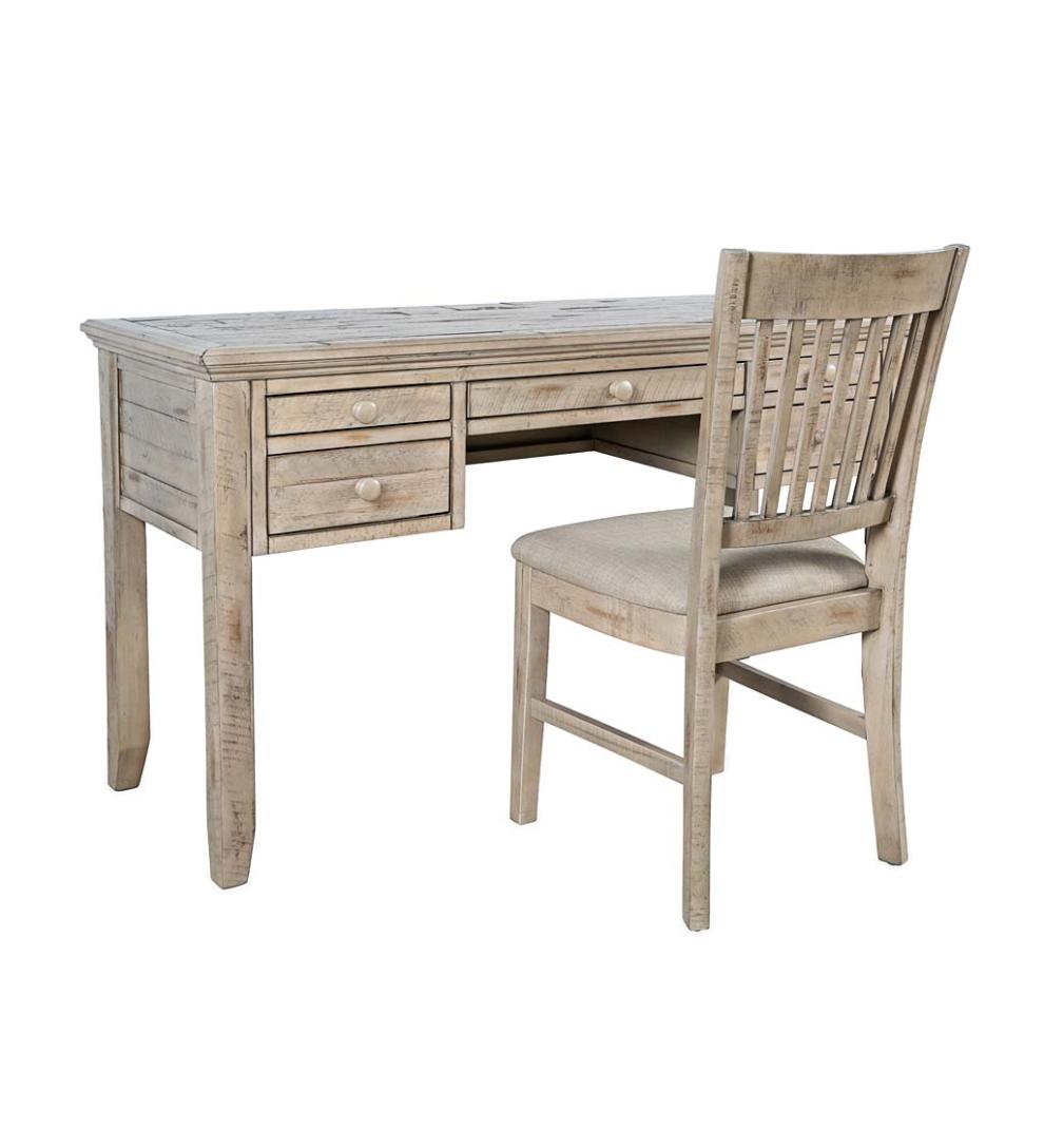 Plow & Hearth Home Office Indoor Living Chelsea Power Station Desk And Slat Back Chair