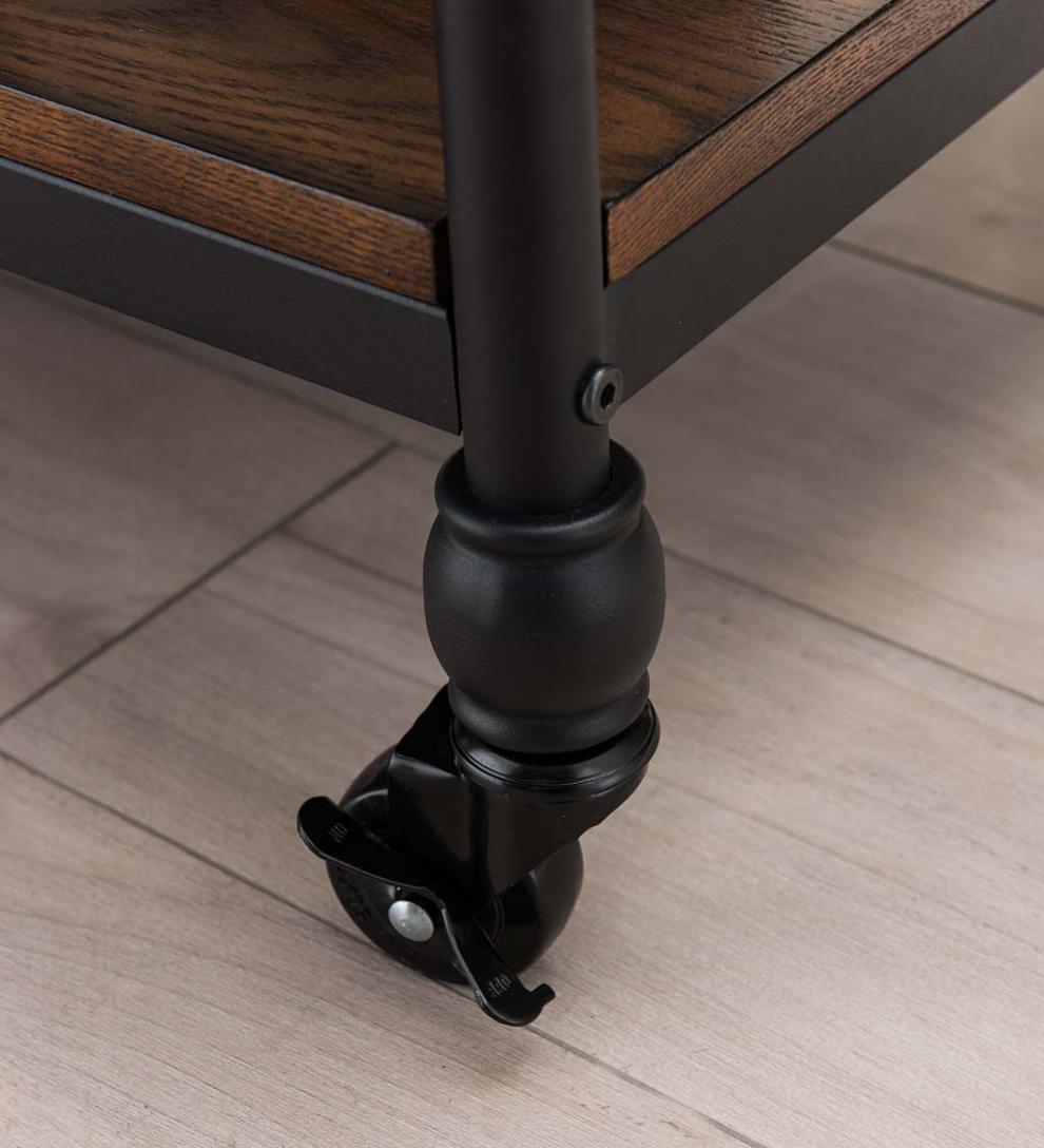Plow & Hearth Home Office Indoor Living Convington Side Table With Power Outlets And Usb Charging Ports - Oak