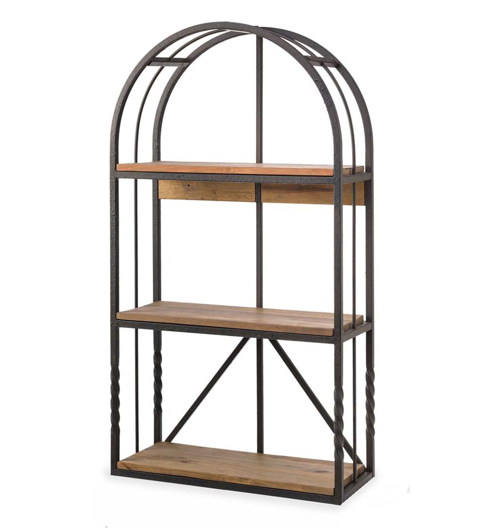 Plow & Hearth Home Office Indoor Living Deep Creek Wood And Metal Arched Wall Shelf