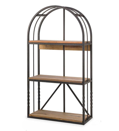 Plow & Hearth Home Office Indoor Living Deep Creek Wood And Metal Arched Wall Shelf