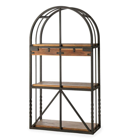 Plow & Hearth Home Office Indoor Living Deep Creek Wood And Metal Arched Wall Shelf