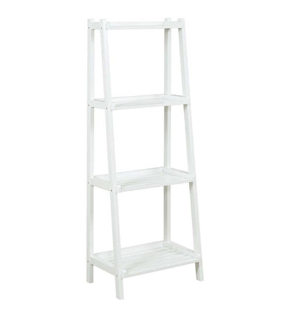Plow & Hearth Home Office Indoor Living Farmhouse 4-Tier Wooden Leaning Ladder Shelf - Antique Chestnut