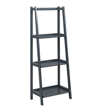 Plow & Hearth Home Office Indoor Living Farmhouse 4-Tier Wooden Leaning Ladder Shelf - Antique Chestnut