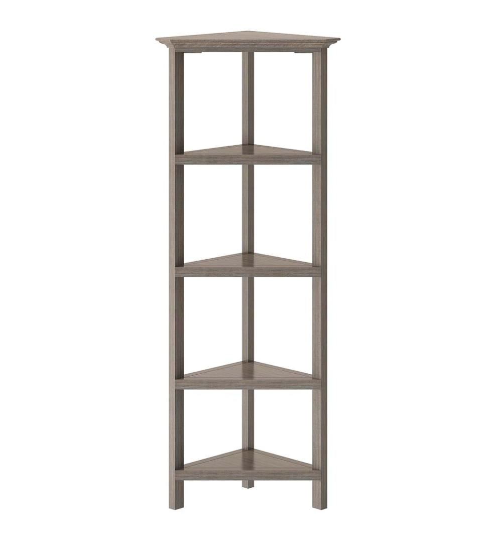 Plow & Hearth Home Office Indoor Living Farmhouse Four-Shelf Corner Bookcase - Walnut