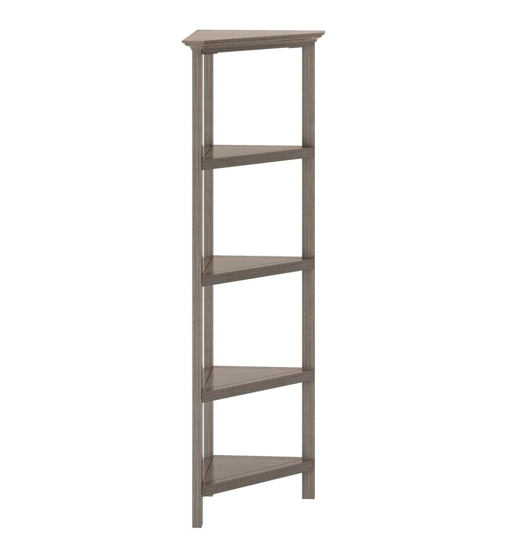 Plow & Hearth Home Office Indoor Living Farmhouse Four-Shelf Corner Bookcase - Walnut