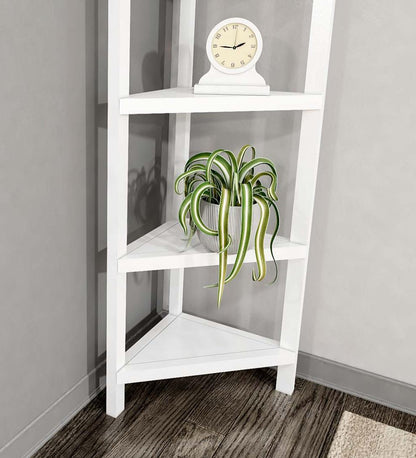 Plow & Hearth Home Office Indoor Living Farmhouse Four-Shelf Corner Bookcase - Walnut