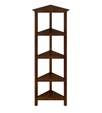Plow & Hearth Home Office Indoor Living Farmhouse Four-Shelf Corner Bookcase - Walnut