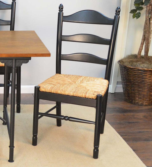 Plow & Hearth Home Office Indoor Living Farmhouse Hardwood Ladder Back Chair - Antique Black
