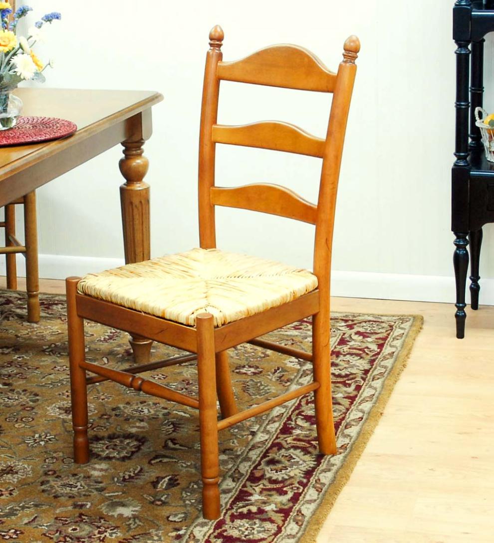 Plow & Hearth Home Office Indoor Living Farmhouse Hardwood Ladder Back Chair - Antique Black