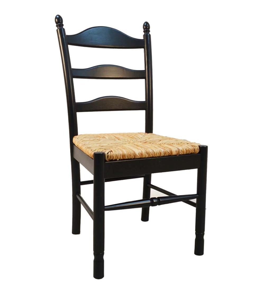 Plow & Hearth Home Office Indoor Living Farmhouse Hardwood Ladder Back Chair - Antique Black