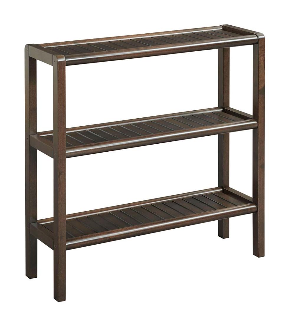 Plow & Hearth Home Office Indoor Living Farmhouse Three-Shelf Console Bookcase Storage Rack - Antique Chestnut