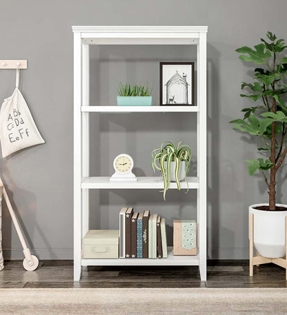 Plow & Hearth Home Office Indoor Living Farmhouse Three-Shelf Tall Bookcase Storage Rack - Walnut