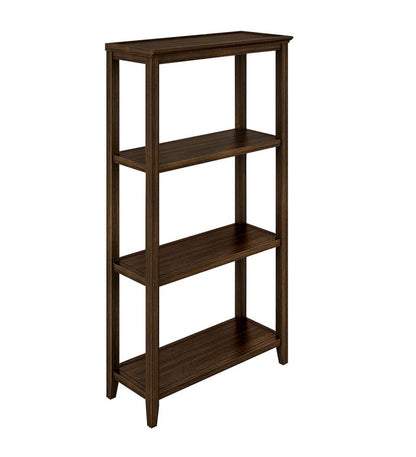 Plow & Hearth Home Office Indoor Living Farmhouse Three-Shelf Tall Bookcase Storage Rack - Walnut