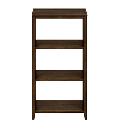Plow & Hearth Home Office Indoor Living Farmhouse Three-Shelf Tall Bookcase Storage Rack - Walnut