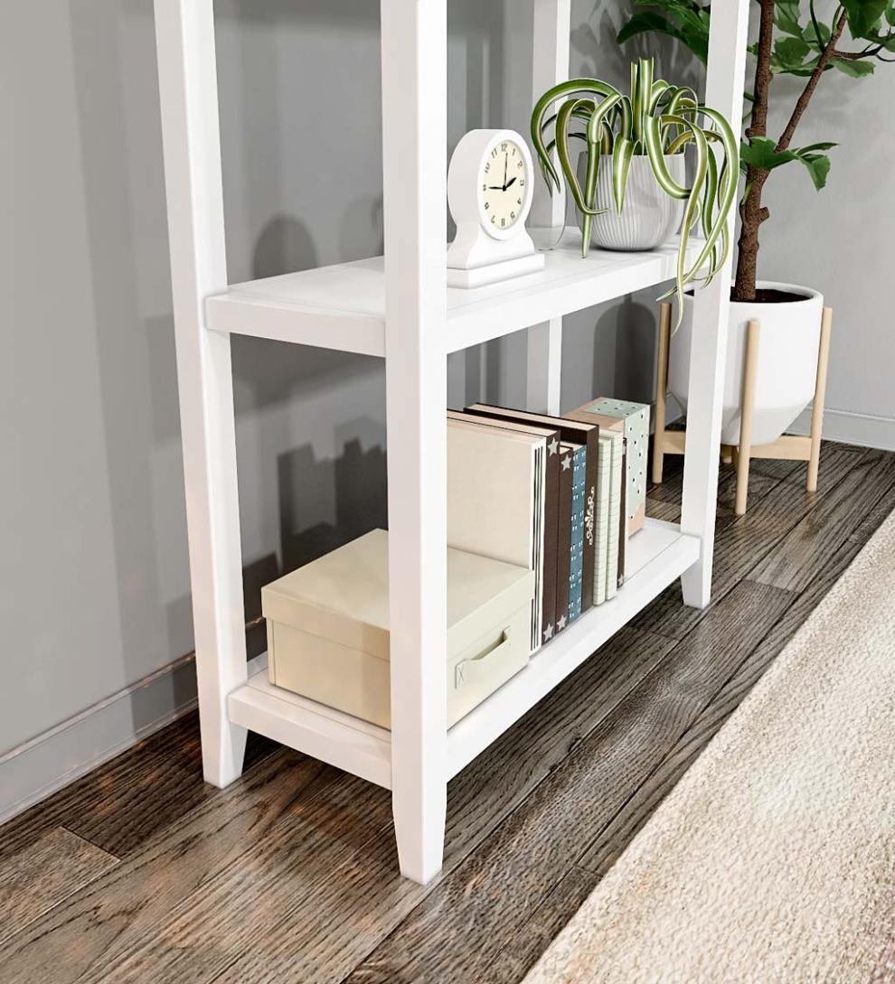 Plow & Hearth Home Office Indoor Living Farmhouse Three-Shelf Tall Bookcase Storage Rack - Walnut