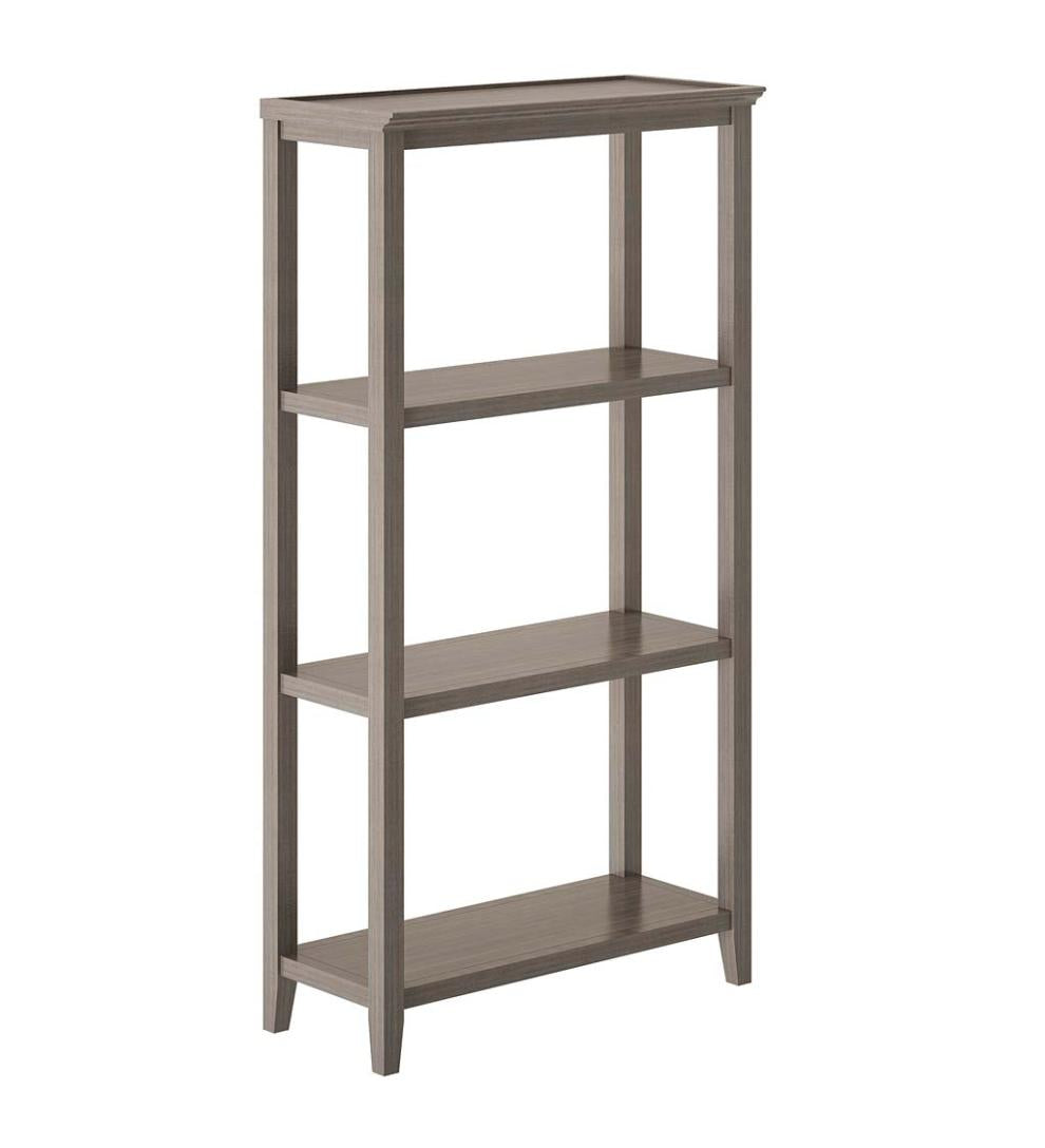 Plow & Hearth Home Office Indoor Living Farmhouse Three-Shelf Tall Bookcase Storage Rack - Walnut