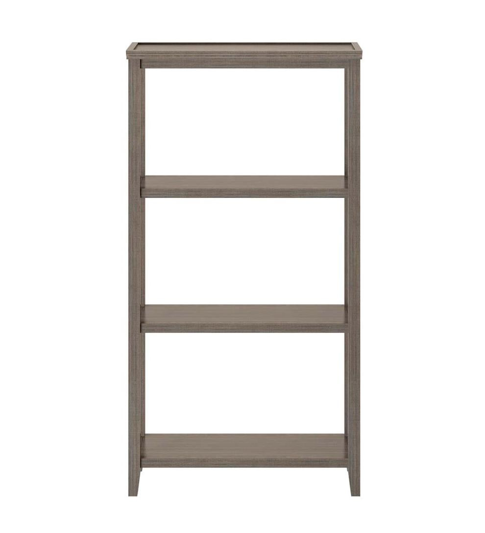 Plow & Hearth Home Office Indoor Living Farmhouse Three-Shelf Tall Bookcase Storage Rack - Walnut