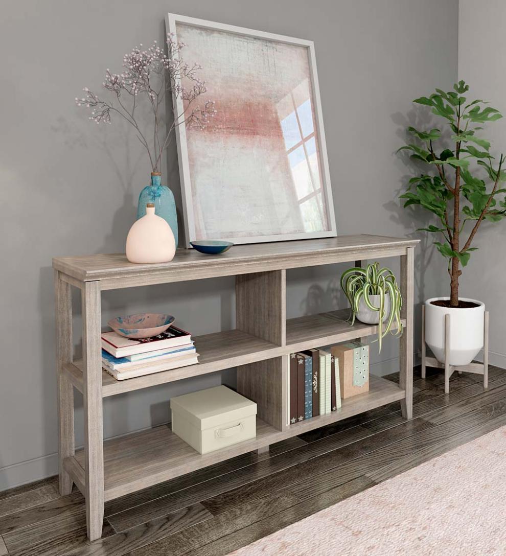 Plow & Hearth Home Office Indoor Living Farmhouse Two-Shelf Console Bookcase - Walnut