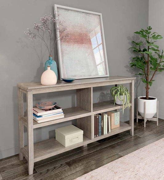 Plow & Hearth Home Office Indoor Living Farmhouse Two-Shelf Console Bookcase - Walnut