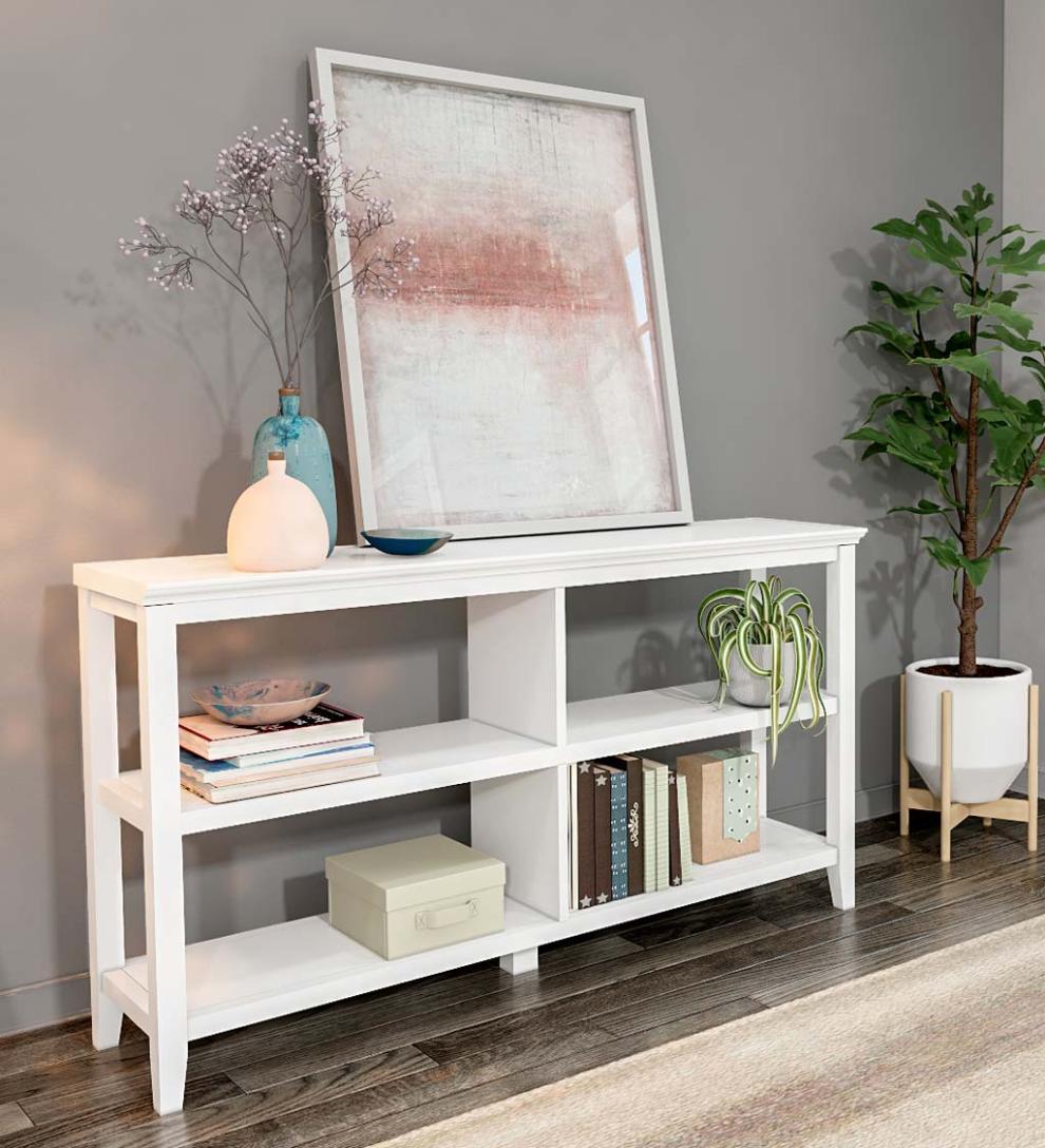 Plow & Hearth Home Office Indoor Living Farmhouse Two-Shelf Console Bookcase - Walnut