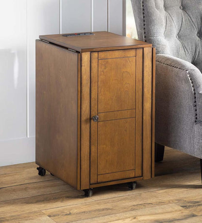 Plow & Hearth Home Office Indoor Living Folding Hideaway Double Desk With Cabinet And Chargers