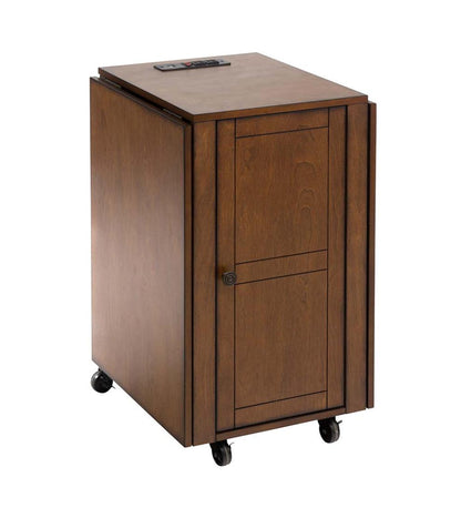 Plow & Hearth Home Office Indoor Living Folding Hideaway Double Desk With Cabinet And Chargers