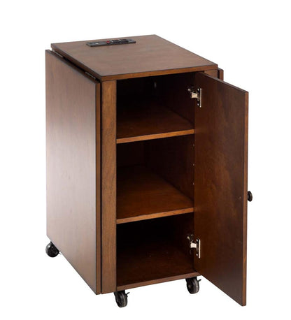 Plow & Hearth Home Office Indoor Living Folding Hideaway Double Desk With Cabinet And Chargers