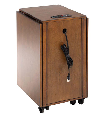 Plow & Hearth Home Office Indoor Living Folding Hideaway Double Desk With Cabinet And Chargers