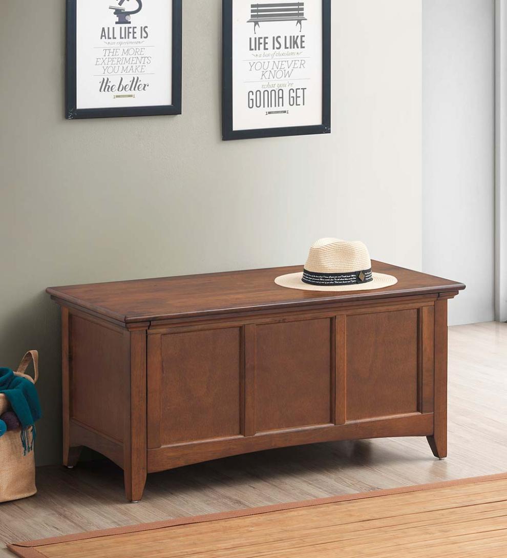 Plow & Hearth Home Office Indoor Living Hinged Paneled Storage Chest/Console - Antique Black