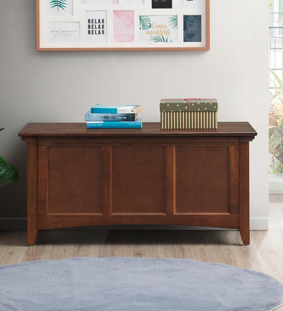 Plow & Hearth Home Office Indoor Living Hinged Paneled Storage Chest/Console - Antique Black