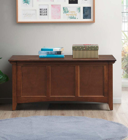 Plow & Hearth Home Office Indoor Living Hinged Paneled Storage Chest/Console - Antique Black