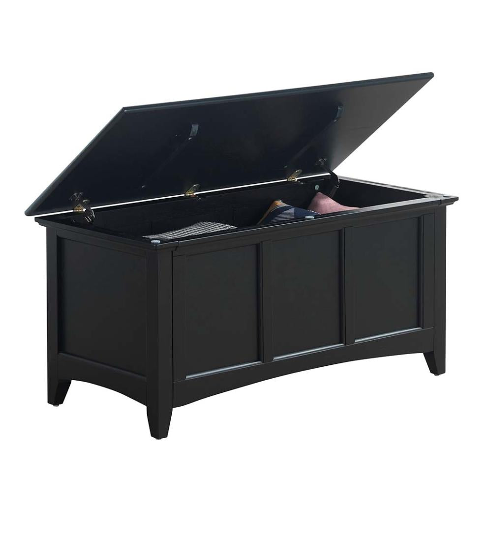 Plow & Hearth Home Office Indoor Living Hinged Paneled Storage Chest/Console - Antique Black