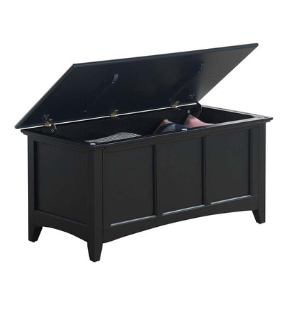 Plow & Hearth Home Office Indoor Living Hinged Paneled Storage Chest/Console - Antique Black