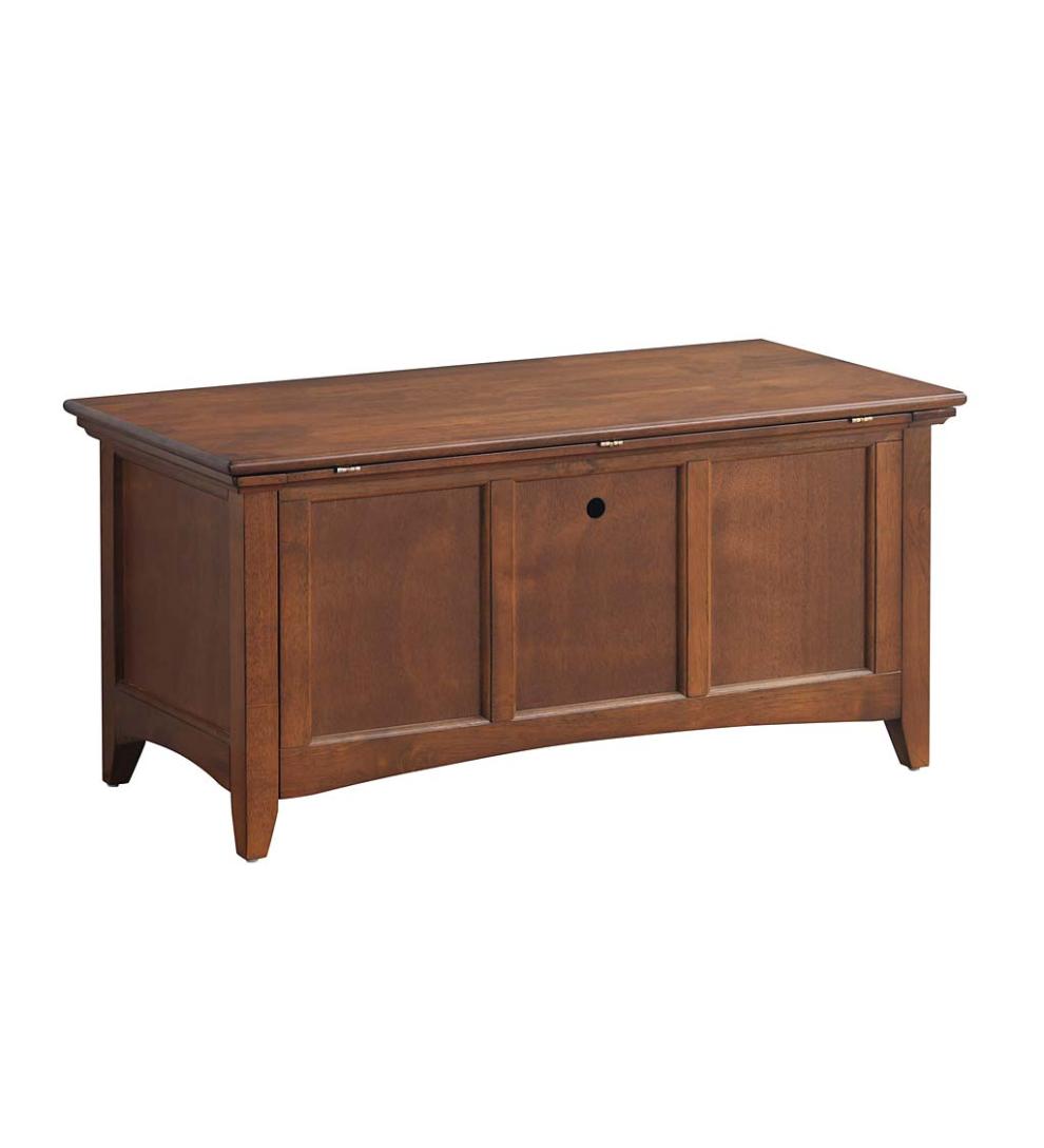 Plow & Hearth Home Office Indoor Living Hinged Paneled Storage Chest/Console - Antique Black