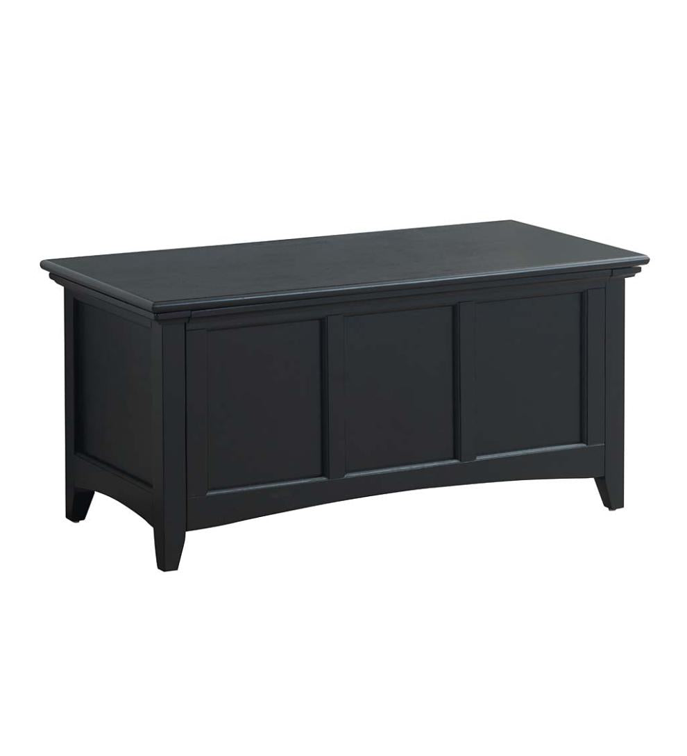 Plow & Hearth Home Office Indoor Living Hinged Paneled Storage Chest/Console - Antique Black
