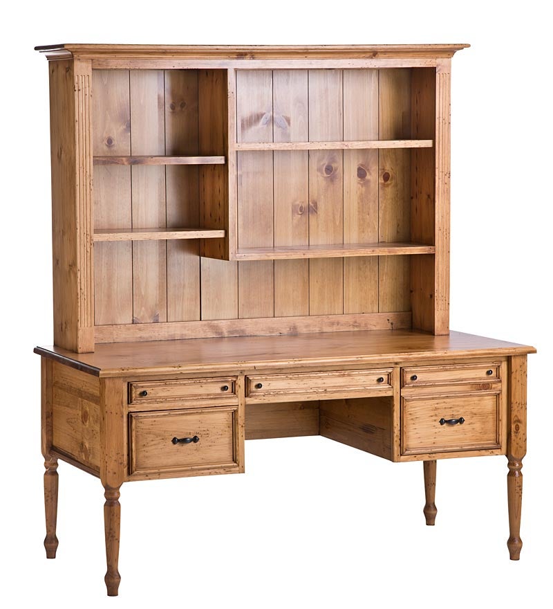 Plow & Hearth Home Office Indoor Living Made In Usa Handcrafted Wood Savannah Desk With Hutch - Avocado