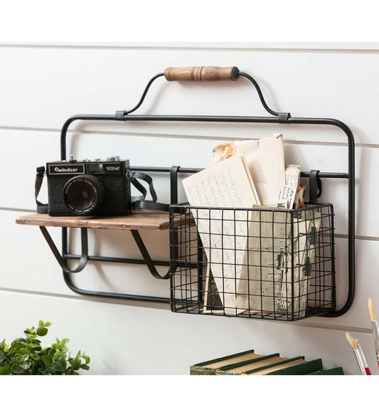 Plow & Hearth Home Office Indoor Living Metal And Wood Wall Organizer