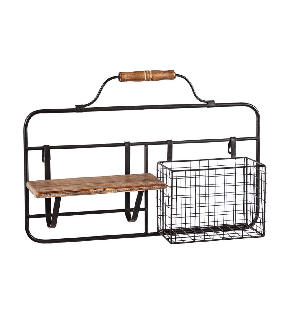 Plow & Hearth Home Office Indoor Living Metal And Wood Wall Organizer