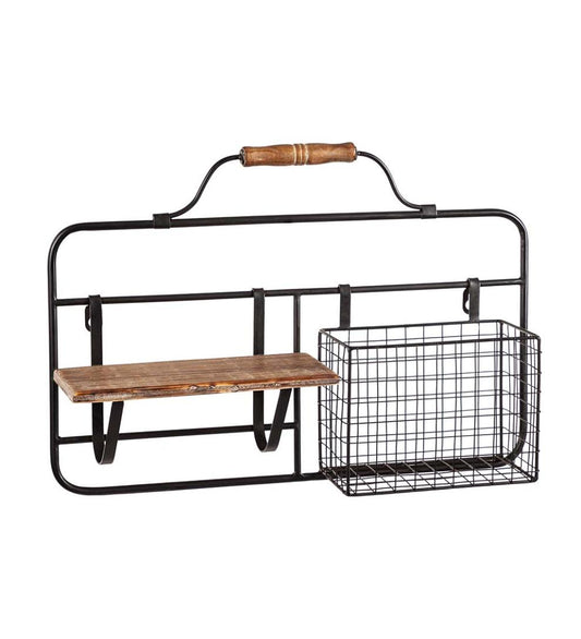 Plow & Hearth Home Office Indoor Living Metal And Wood Wall Organizer