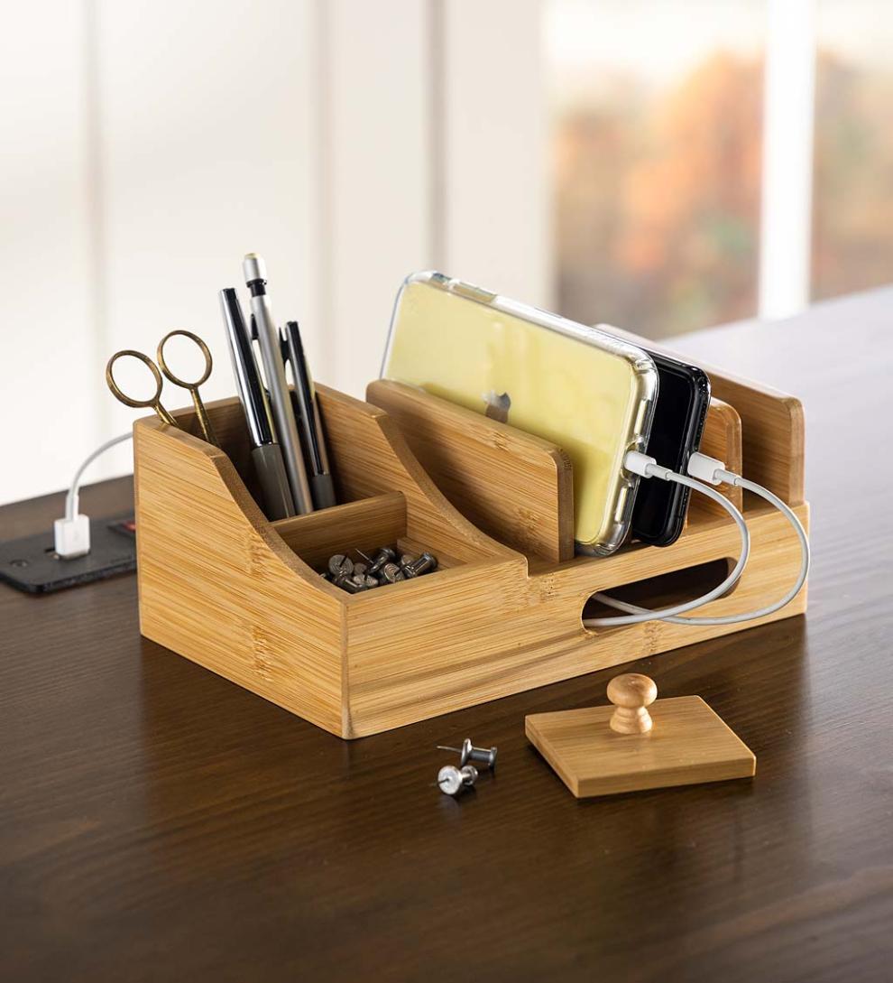 Plow & Hearth Home Office Indoor Living Multiple Technology Organizer