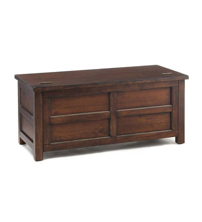 Plow & Hearth Home Office Indoor Living Portland Ice Box Wood Coffee Table/Bench With Replica Hardware - Walnut