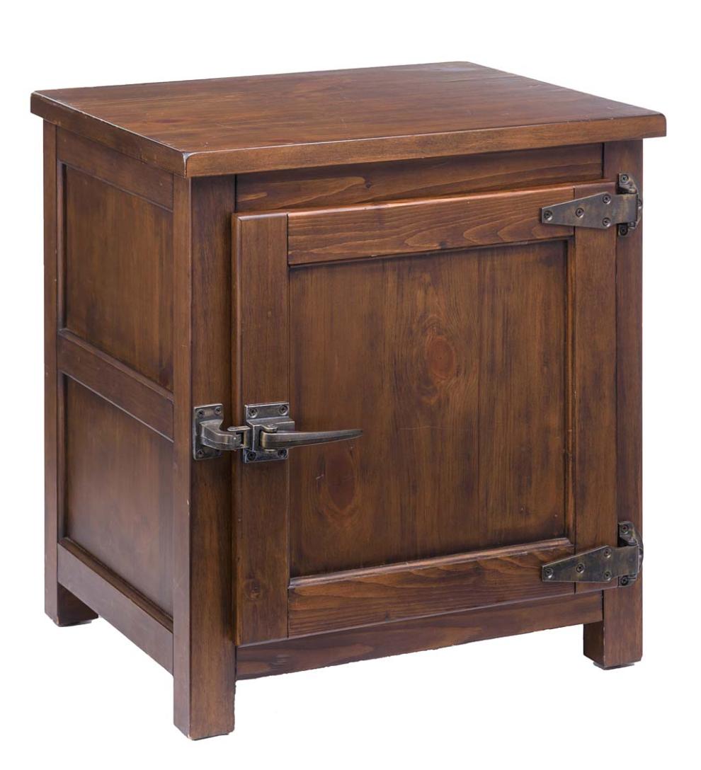 Plow & Hearth Home Office Indoor Living Portland Ice Box Wood Storage Side Table With Replica Hardware - Walnut