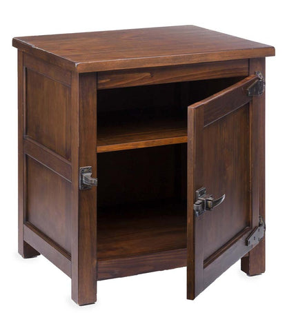 Plow & Hearth Home Office Indoor Living Portland Ice Box Wood Storage Side Table With Replica Hardware - Walnut