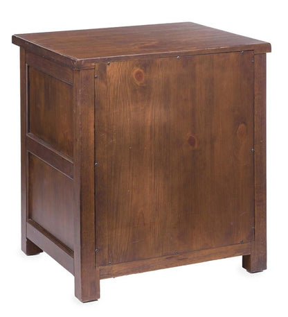 Plow & Hearth Home Office Indoor Living Portland Ice Box Wood Storage Side Table With Replica Hardware - Walnut