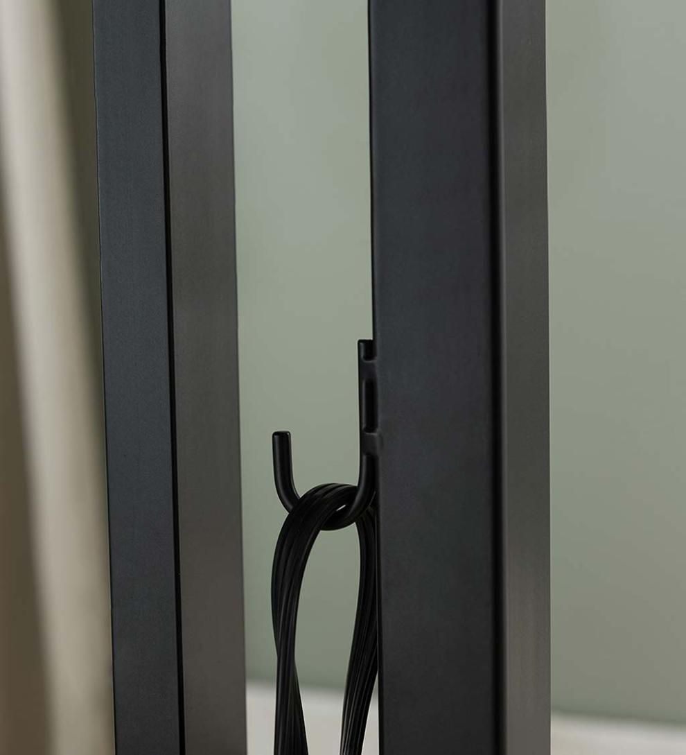 Plow & Hearth Home Office Indoor Living Pull-Up Table With Charging Station - Black